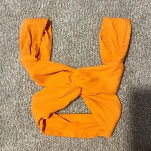orange backless crop top